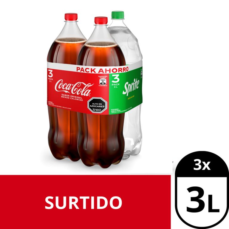 Tripack Bebidas Coca Cola Original + Sprite 3 x 3 Lts