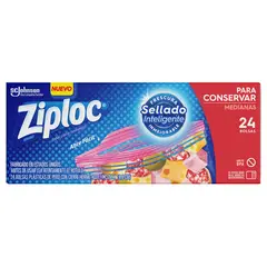 ZIPLOC - Bolsa para Conservar Doble Cierre Mediana Ziploc 24 Un