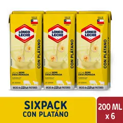 LONCOLECHE - Pack Leche Semidescremada Sabor Plátano