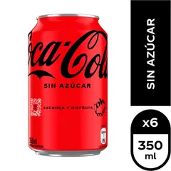 COCA COLA - Pack Bebida Sin Azúcar Lata 6 x 350 ml