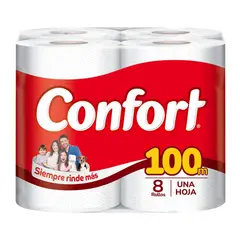CONFORT - Papel Higiénico Una Hoja 100 mts Confort 8 un