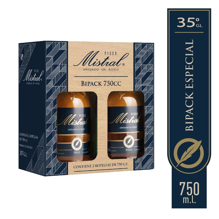 Pack 2 Pisco Mistral 35º Gl