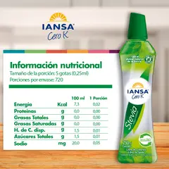 IANSA CERO K - Endulzante Líquido Stevia Sucralosa Iansa Cero K 250 ml