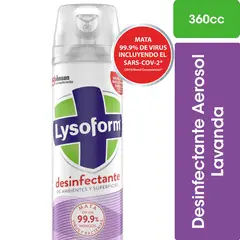 LYSOFORM - Desinfectante Aerosol de Ambientes y Elimina Olores Lavanda 360 ml