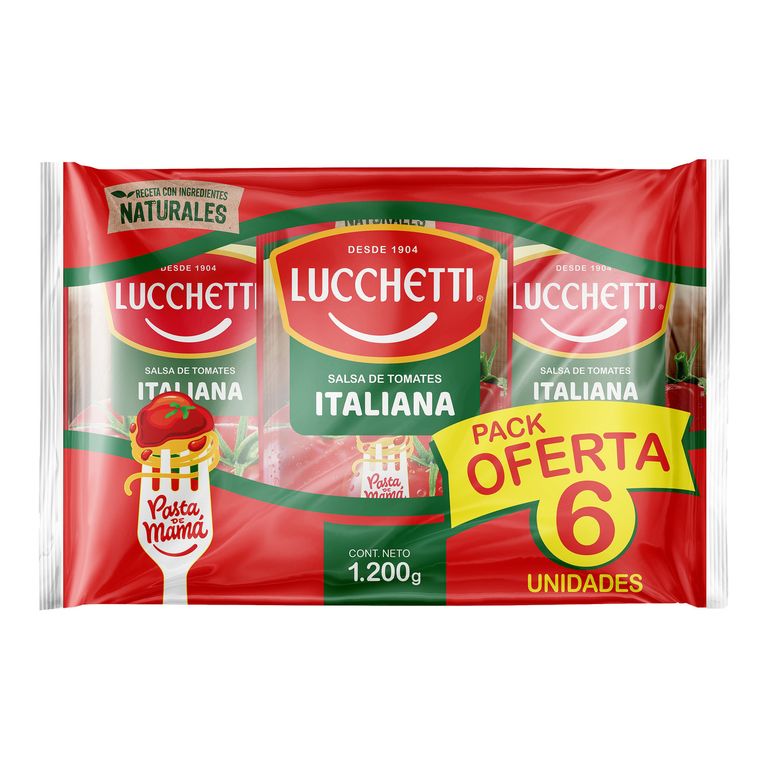 Pack Salsa de Tomate Italiana Lucchetti 6 x 200 g