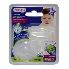 SIMONDS - Chupetes de Silicona Mamadera Boca Ancha Simon's Baby 2 Un