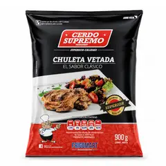 CERDO SUPREMO - Chuleta Vetada de Cerdo Congelada Cerdo Supremo 900 gr