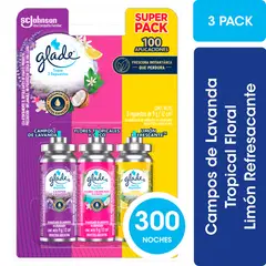 GLADE - Pack Repuesto Desodorante Ambiental Glade Toque Lavanda, Floral y Limón 3 x 9 g