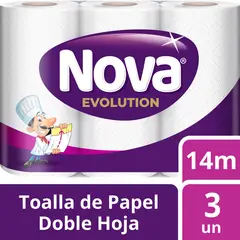 NOVA - Toalla de Papel Doble Hoja 3 x 14 mts