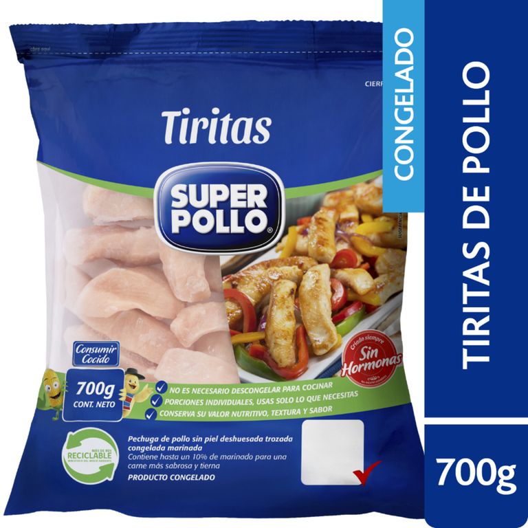 Tiritas de Pechuga de Pollo Congeladas Super Pollo 700 g - Tottus - $7.490