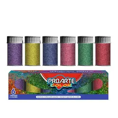 PROARTE - TEMPERA GLITTER 6COL FCO. 15CC