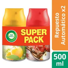 AIR WICK - Pack Desodorante Ambiental Recarga Fresh y Manzana Canela 500 ml