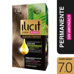 ILICIT - Coloración Permanente Sin Amoníaco 7.0 Rubio Medio