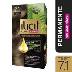 ILICIT - Coloración Sin Amoníaco 7.1 Rubio Ceniza Medio
