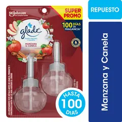 GLADE - Pack Repuestos Desodorante Ambiental Glade Aceites Manzana Canela 2 x 21 ml