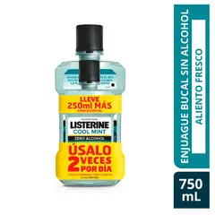 LISTERINE - Enjuague Bucal Promopack Cool Mint Zero Alcohol 500 ML + 250 ML