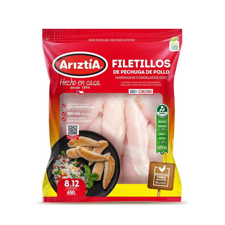 Filetitos de Pechuga de Pollo Congelados Ariztía 650 g - Tottus - $7.290