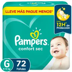 PAMPERS - Pañales Desechables Confort Sec G 72 Un