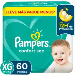 PAMPERS - Pañales Desechables Pampers Confort Sec XG 60 Un