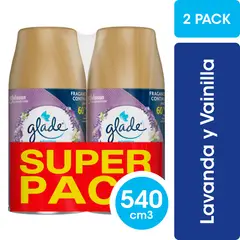 GLADE - Pack Repuesto Glade Automático Lavanda y Vainilla + Algodón 2 x 270 ml