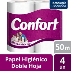 CONFORT - Papel Higiénico Confort Doble Hoja 4 x 50 mts