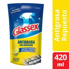 GLASSEX - Limpiador Antigrasa Limón Doypack 420 ml