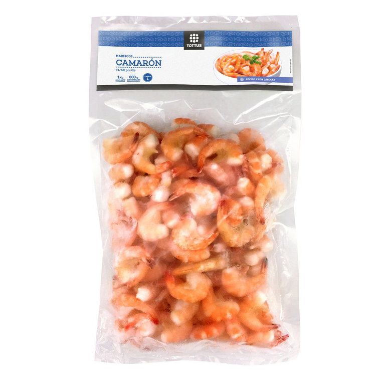 Camarón Grande Cocido con Cáscara y Cola Tottus 1 Kg - Tottus - $12.990