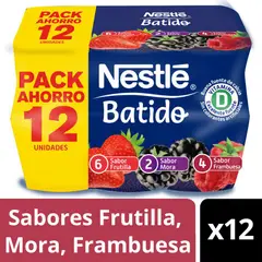 NESTLE - Pack Yoghurt Frutilla, Mora y Frambuesa Nestle 12 x 155 g
