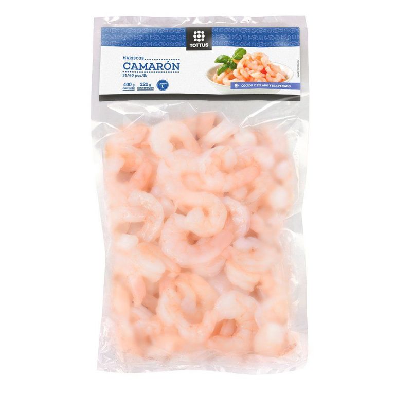 Camarón Grande Cocido, Pelado, Desvenado y Con Cola Tottus 400 g - Tottus - $7.950