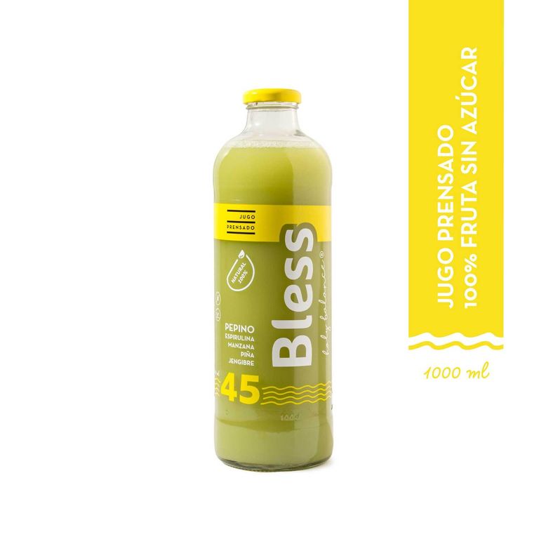 Jugo pepino, espirulina, manzana, pina, jengibre y limon 1 LT