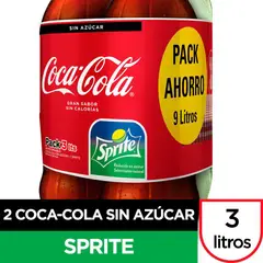 SPRITE - Pack Coca Cola Sin Azúcar + Sprite 3 x 3 L