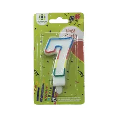 TOTTUS - Vela Numeral Glitter N7  1 Un