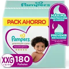PAMPERS - Pañales Desechables Premium Care 180 Un