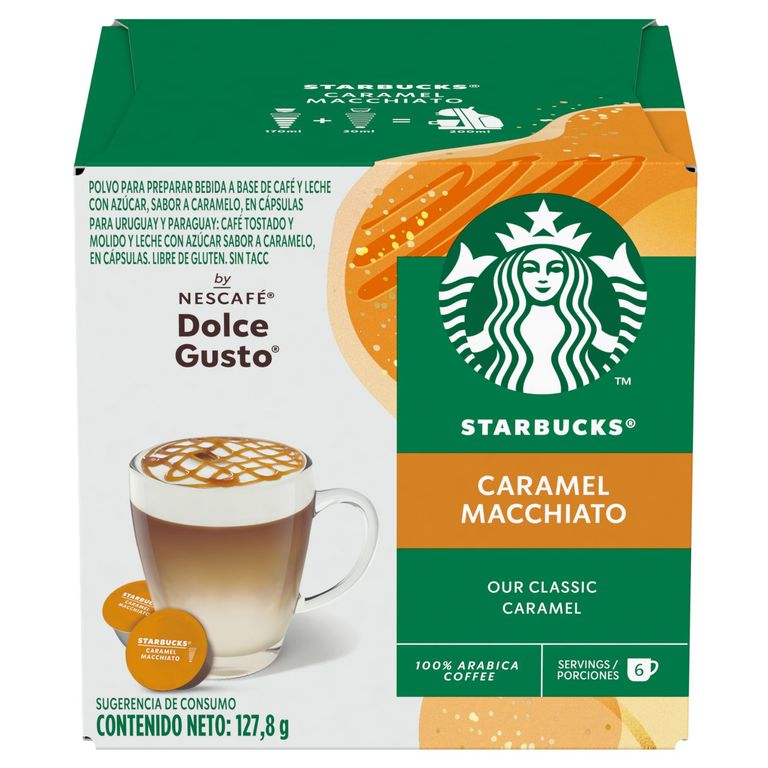 Capsulas de Cafe Starbucks Dolce Gusto Caramel Macchiato 12 Un 128 GR