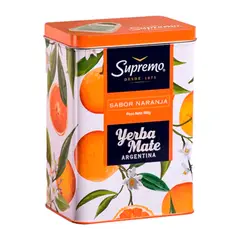 SUPREMO - Yerba Mate Sabor Naranja Lata Supremo 500 g