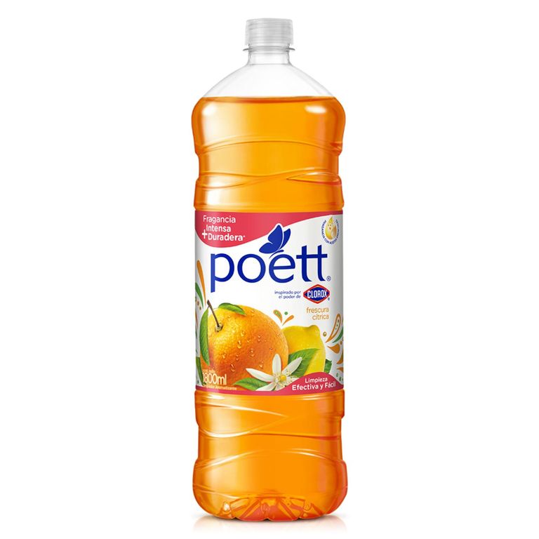 Limpiador Desinfectante de Pisos Poett Frescura Citrica Botella 1.8 Lts