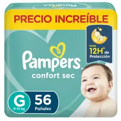 PAMPERS - Pañales Desechables Pampers Confort Sec G 56 Un