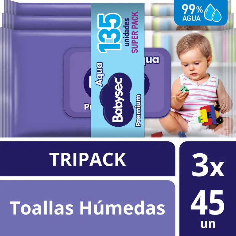 Toallitas Humedas premium 3 x 45 un