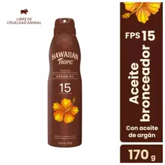 HAWAIIAN TROPIC - Aceite Bronceador Argán FPS 15 Spray Hawaiian Tropic 170 g
