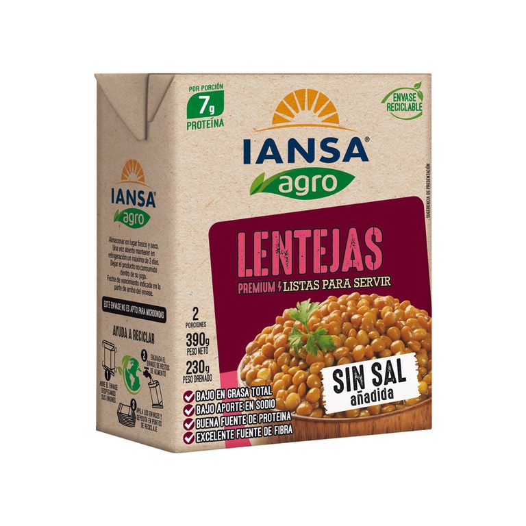 Lentejas Sin Sal Anadida 390 GR