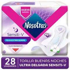 NOSOTRAS - Toalla Femenina Sensiti-V Buenas Noches Ultra Invisible Nosotras 28 Un
