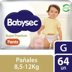 BABYSEC - Pañales Desechables Babysec Super Premium Pants Talla G 64 Un