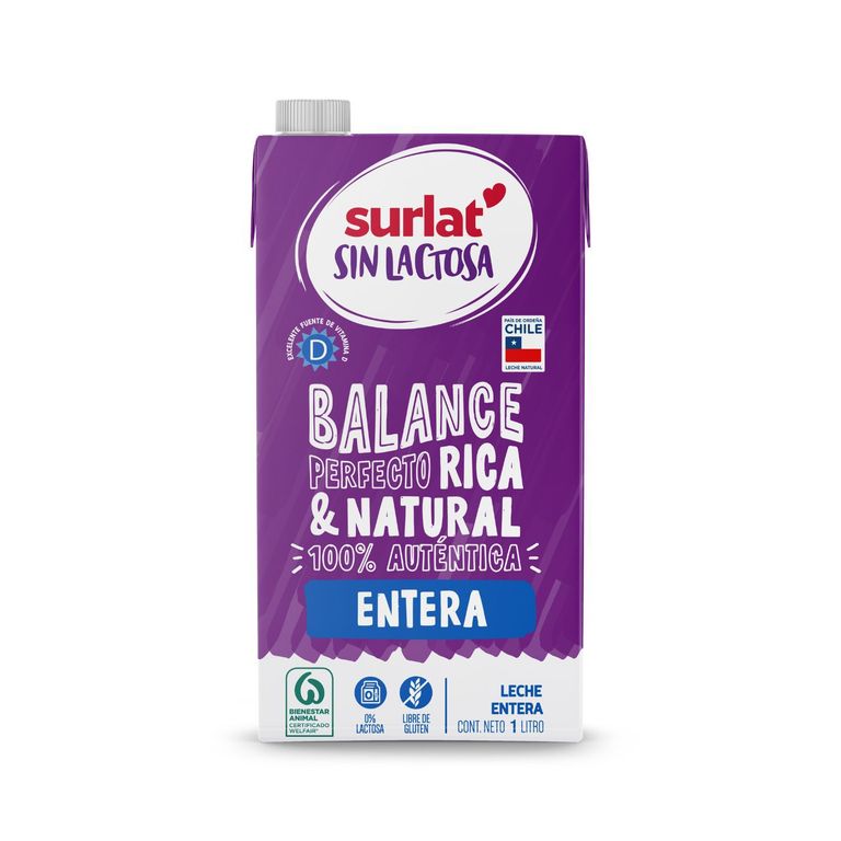 Leche Entera Sin Lactosa Surlat 1 lt