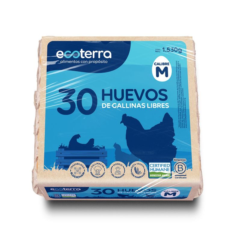 Huevos de Color Gallinas Libres Medianos Ecoterra 30 Un