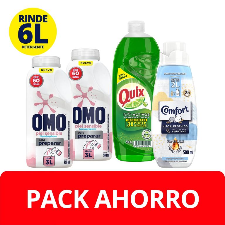 Pack Detergente Liquido + Quix + Suavizante Omo 3 un