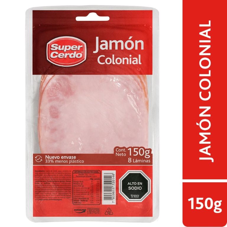 Jamón Colonial Super Cerdo 150 g - Tottus - $2.100