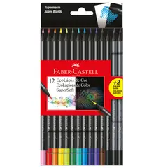FABER CASTELL - Ecolapices de Color Supersoft 12 colores + 2 gráfitos