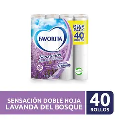 FAVORITA - Papel Higiénico Doble Hoja 22 mts 40 Un