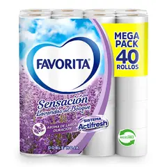 FAVORITA - Papel Higiénico Doble Hoja 22 mts Favorita 40 un
