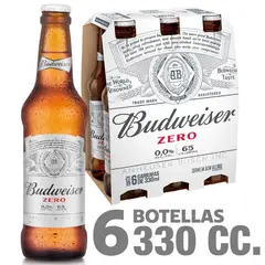 BUDWEISER - Pack Cerveza Lager Cero Alcohol Botella 6 x 330 ml